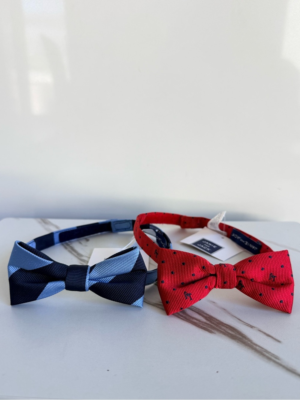 Janie and Jack Boys' Red Dot & Navy Stripe Bow Tie Set
